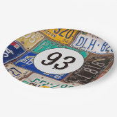 Assiettes En Carton Plaques de licence rouillées 93e anniversaire (Angle)