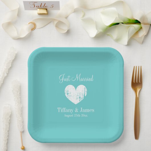 Assiettes En Carton Plaques de mariage bleu et blanc cool (Mariage)