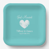 Assiettes En Carton Plaques de mariage bleu et blanc cool (Recto)