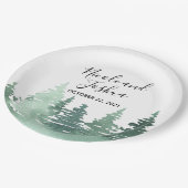 Assiettes En Carton Plaques de mariage de forêt rustique aquarelle (Angle)