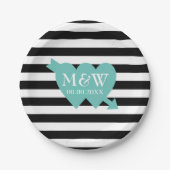 Assiettes En Carton Plaques de mariage motif rayé noir et blanc (Devant)