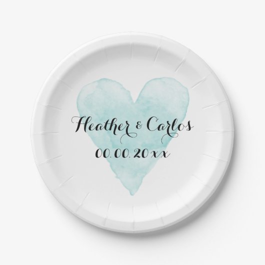 Assiettes En Carton Plaques de mariage personnalisées avec coeur rusti (Devant)