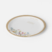 Assiettes En Carton Plaques de Mariage Rustique Fleur sauvage aquarell (Angle)
