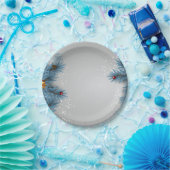 Assiettes En Carton Plaques de Noël bleues (Fête)