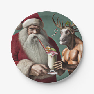 Assiettes En Carton Plaques de Noël père Noël et Krampus