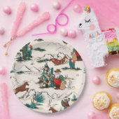 Assiettes En Carton Plaques de Noël Retro Western Père Noël (Fête)