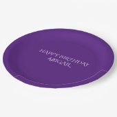 Assiettes En Carton Plaques de nom personnalisées d'anniversaire mauve (Angle)
