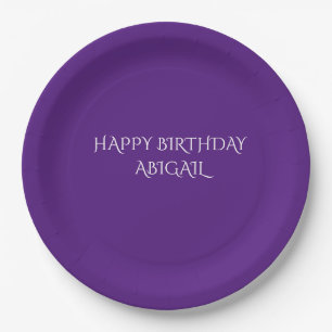 Assiettes En Carton Plaques de nom personnalisées d'anniversaire mauve