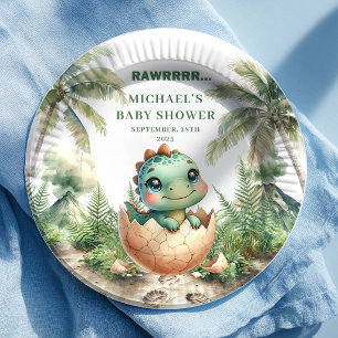 Assiettes En Carton Plaques de nom pour Baby Shower Dinosaure Mignon q