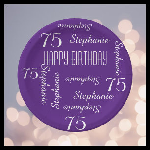 Assiettes En Carton Plaques de papier, 75e fête d'anniversaire noms r