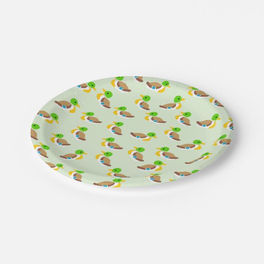 Assiettes En Carton Plaques de papier à canards verts (Angle)