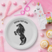 Assiettes En Carton Plaques de papier à cheval noir sauvage dressées T (Fête)