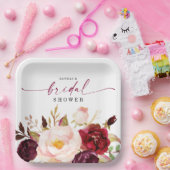 Assiettes En Carton Plaques de papier à Fête des mariées de Boho Burgu (Fête)