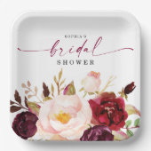 Assiettes En Carton Plaques de papier à Fête des mariées de Boho Burgu (Recto)