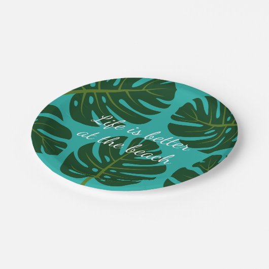 Assiettes En Carton Plaques de papier à feuilles de palmier de Monster (Angle)