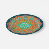 Assiettes En Carton Plaques de papier à feuilles Kaleidoscope Turquois (Angle)