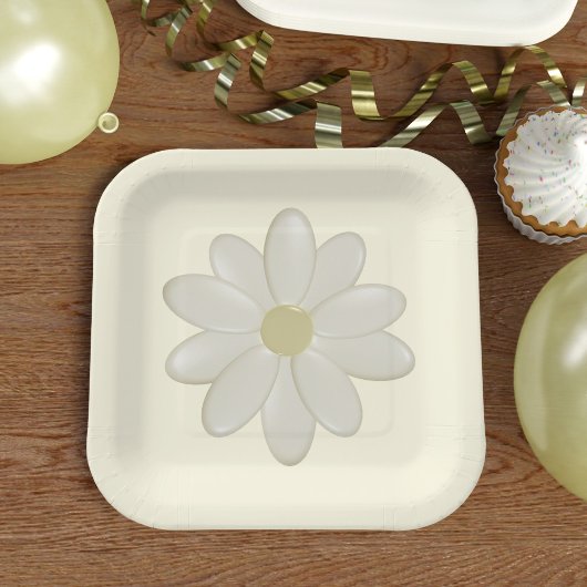 Assiettes En Carton Plaques de papier à fleurs cuites en crème pâle