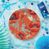 Assiettes En Carton Plaques de papier à fleurs de pavot (Fête)