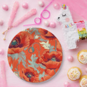 Assiettes En Carton Plaques de papier à fleurs de pavot (Fête)