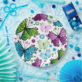 Assiettes En Carton Plaques de papier à fleurs et papillons (Fête)