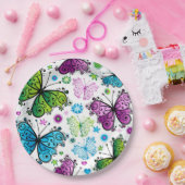 Assiettes En Carton Plaques de papier à fleurs et papillons (Fête)