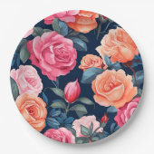 Assiettes En Carton Plaques de papier à fleurs roses mignonnes (Devant)