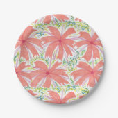 Assiettes En Carton Plaques de papier à fleurs tropicales ensoleillées (Devant)