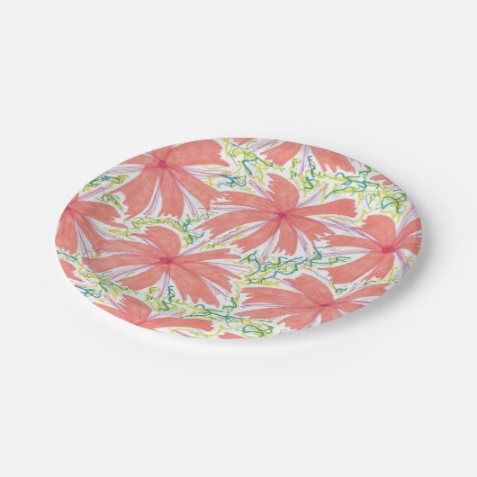 Assiettes En Carton Plaques de papier à fleurs tropicales ensoleillées (Angle)