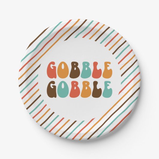 Assiettes En Carton Plaques de papier à galets rétro Thanksgiving (Devant)