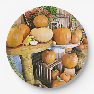 Assiettes En Carton Plaques de papier à motif Citrouille d'Halloween