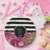 Assiettes En Carton Plaques de papier à rayures blanches blanches rose (Fête)