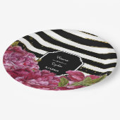 Assiettes En Carton Plaques de papier à rayures blanches blanches rose (Angle)