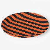 Assiettes En Carton Plaques de papier à rayures noir et orange (Angle)
