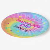 Assiettes En Carton Plaques de papier à teinture arc-en-ciel Tee Dye (Angle)