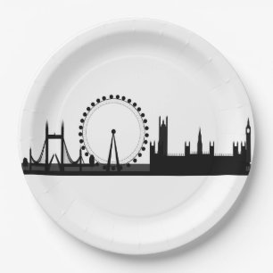 Assiettes En Carton Plaques de papier à thème de London Eye Skyline