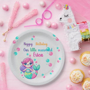 Assiettes En Carton Plaques de papier à thème de sirène colorée pour a