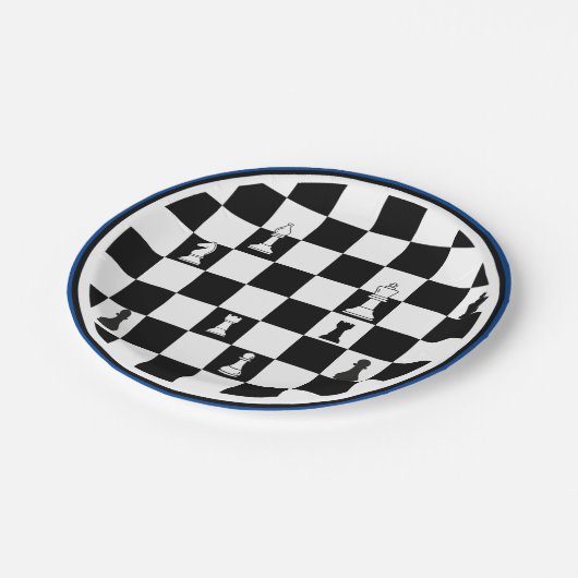 Assiettes En Carton Plaques de papier à thème d'échecs - Élégant échiq (Angle)