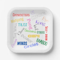 Plaques de papier à thème Mahjong 7"