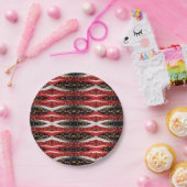 Assiettes En Carton Plaques de papier Abstrait rouge noir blanc (Fête)