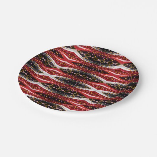Assiettes En Carton Plaques de papier Abstrait rouge noir blanc (Angle)