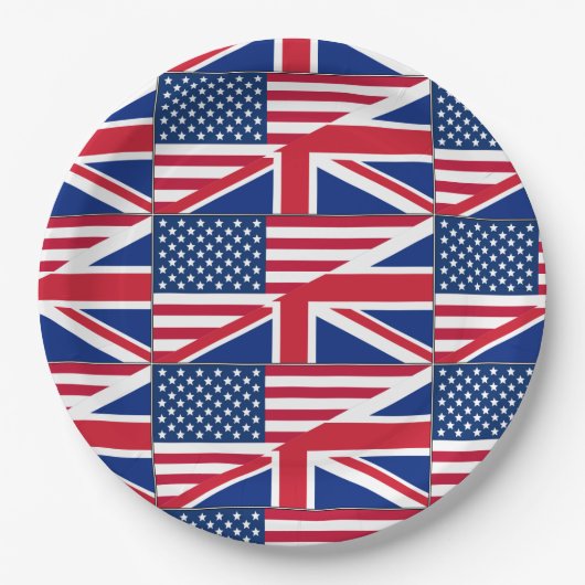 Assiettes En Carton Plaques de papier American British Flag (Devant)