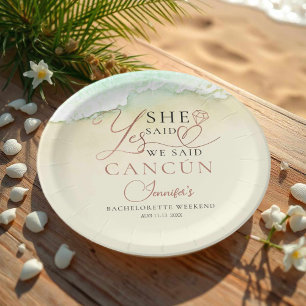 Assiettes En Carton Plaques de papier aquarelle   Beach Bachelorette P