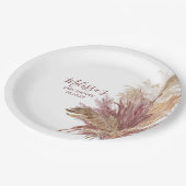 Assiettes En Carton Plaques de papier Aquarelle Pampas Grass Mauve ros (Angle)