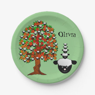 Assiettes En Carton Plaques de papier, arbre à mouton vert
