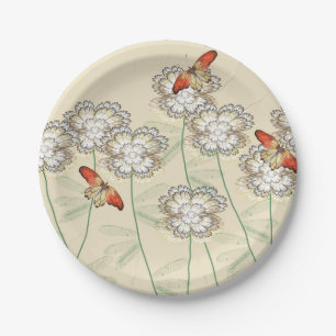 Assiettes En Carton Plaques de papier avec design floral numérique