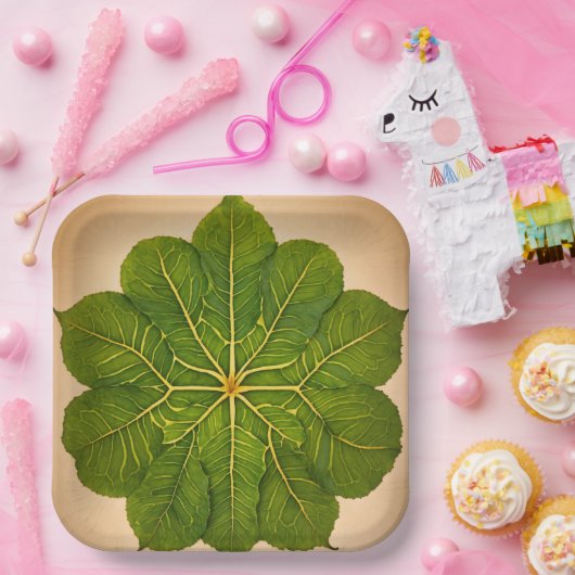 Assiettes En Carton Plaques de papier avec motifs feuille (Fête)