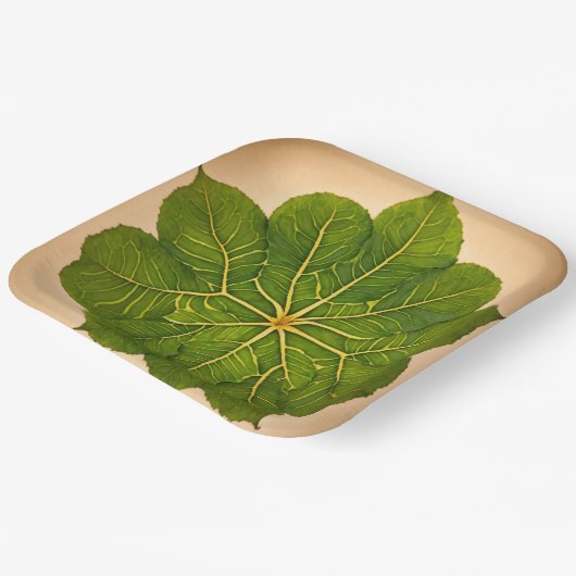 Assiettes En Carton Plaques de papier avec motifs feuille (Angulaire)