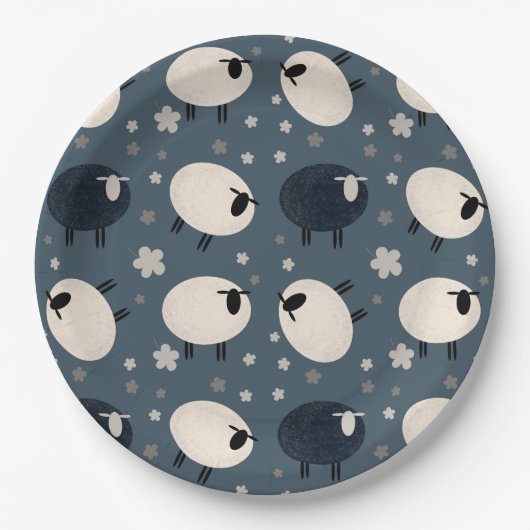 Assiettes En Carton Plaques de papier Baa Baa Black Sheep (Devant)