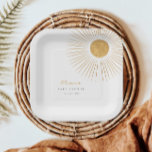 Assiettes En Carton Plaques de papier Baby shower à brillance d'or min<br><div class="desc">L'article en vedette est un "Plaque de papier Baby shower Sunshine". Cette assiette en forme de carré présente un design moderne et élégant pour un baby shower à thème au soleil.</div>