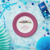 Assiettes En Carton Plaques de papier Baby shower à éléphant rose mign (Fête)